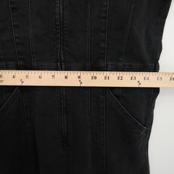 Free People We The Free Jayde Flare Jumpsuit Black Mamba NWT Denim Size L - Picture 8 of 12